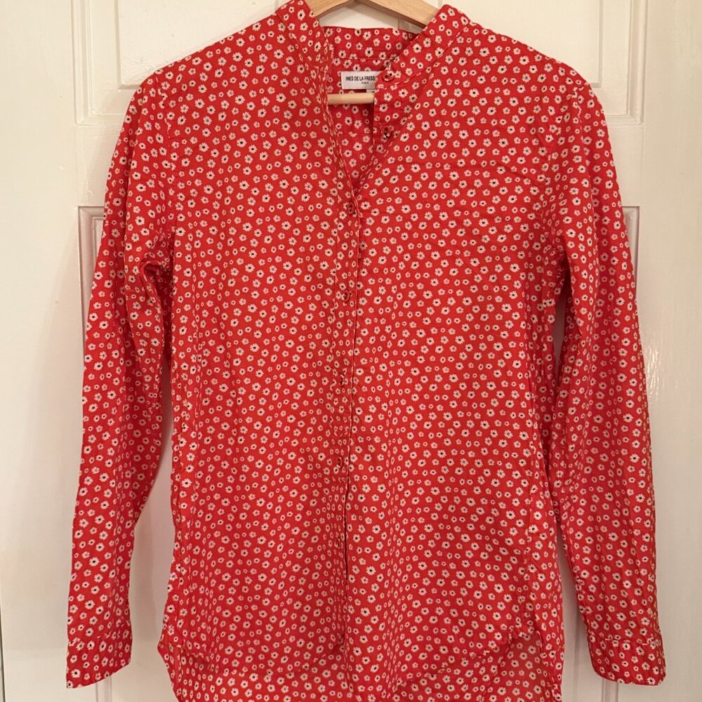Uniqlo x Ines de la Fressange Red Floral Cotton Shirt 🌺